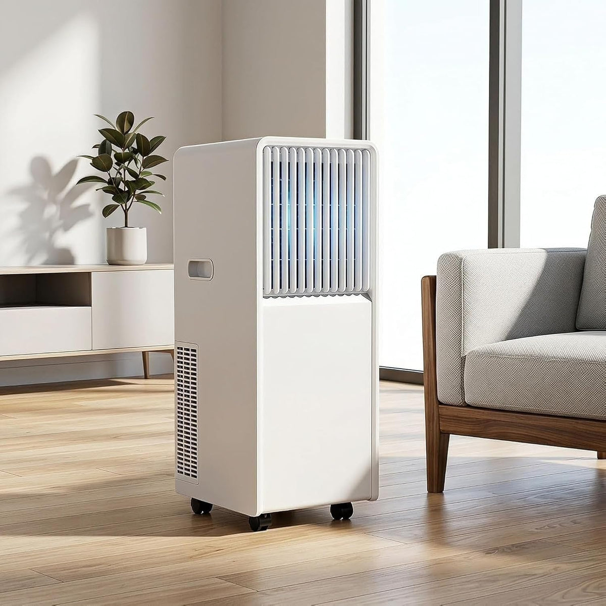 HURUMA Klimatyzator przenośny, klimatyzator mobilny, 14000 Btu – 3 W, 51 m, Biały, pilot zdalnego sterowania – 3 w 1, Klimatyzator 3- in-1, 12000 BTU