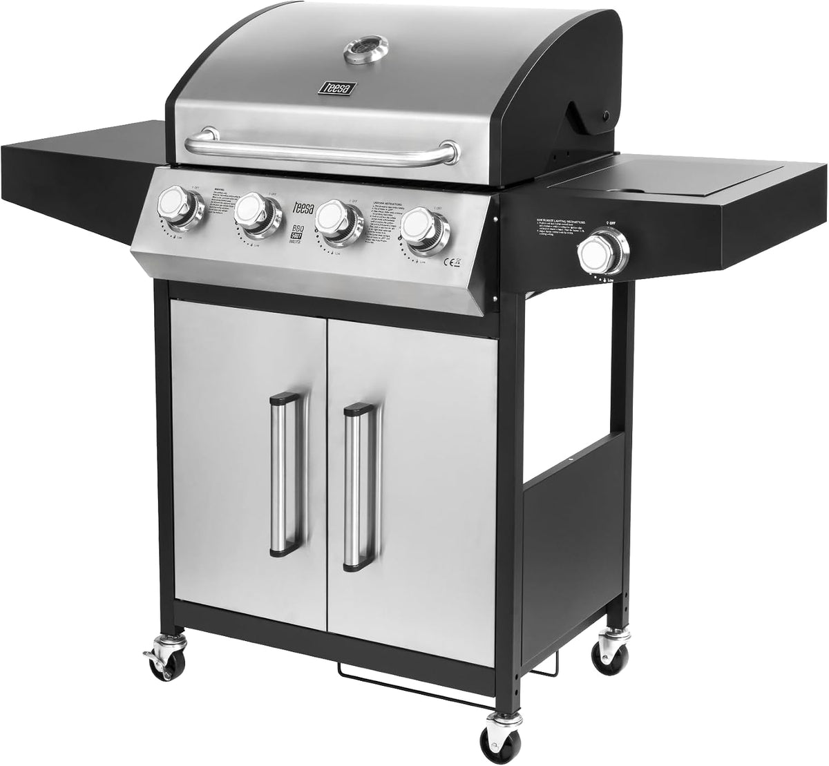 Grill Teesa, 15 kW, 41,8 x 20,5 cm – 863 g, Srebrny/Czarny, stal nierdzewna