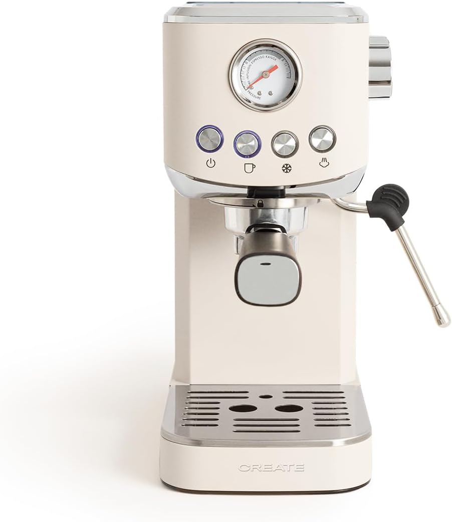 Ekspres do kawy CREATE, 2 l, 1350 W – 20 bar, Biały, ESE 55, duży zbiornik – dysza parowa