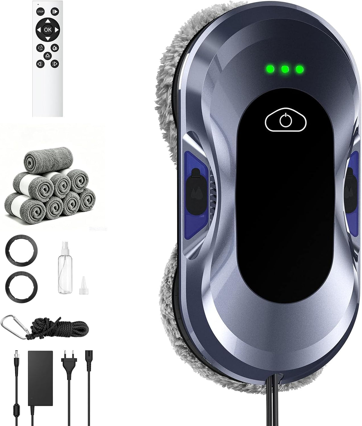 Robot sprzątający Keero, odkurzacz automatyczny – W22D, 30 ml, 7,5 cm, Czarny – Robot W22D, 3 tryby, dla Vitres & Vitreous Surfaces Care
