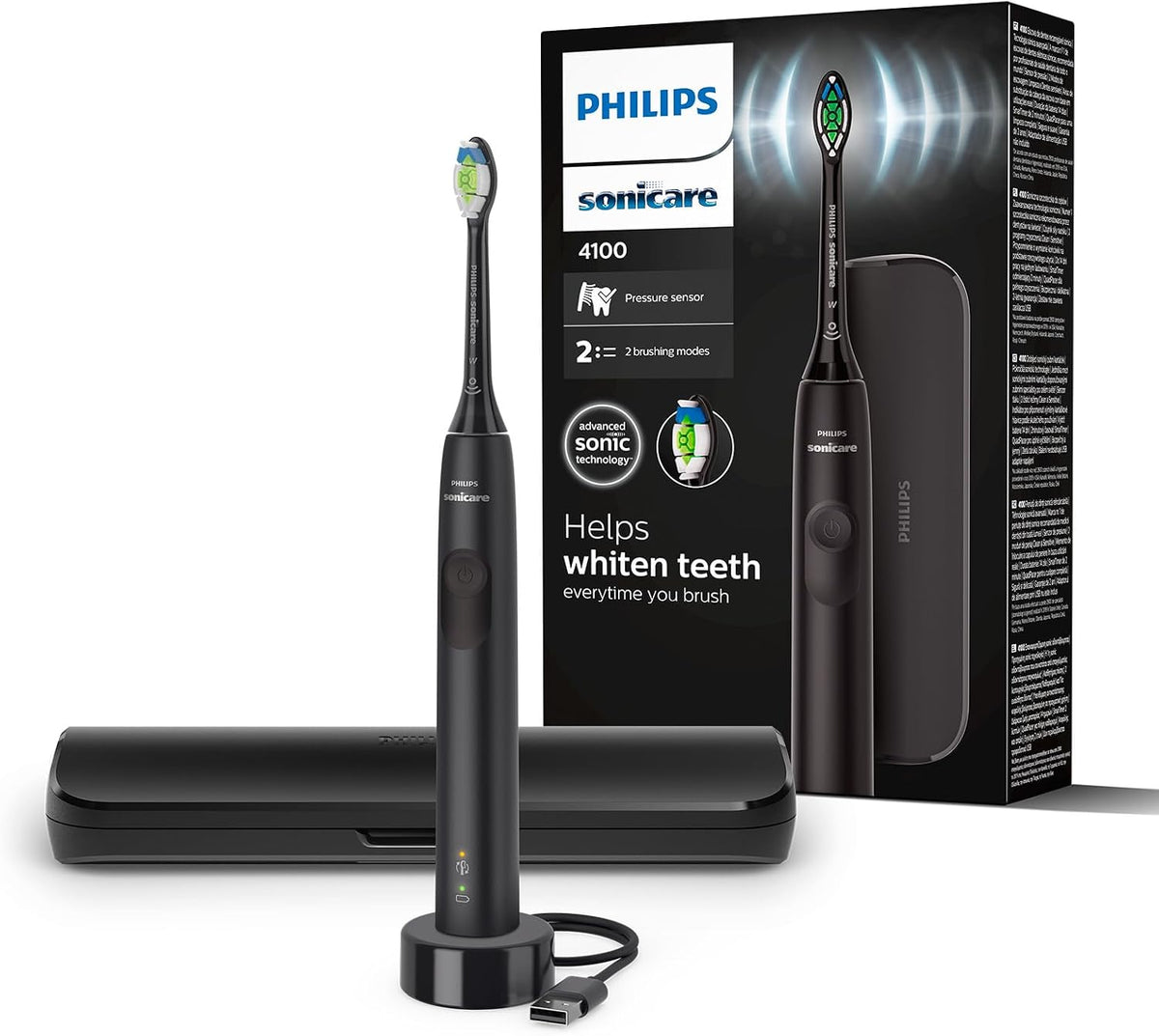 PHILIPS Sonic, HX3683, Biały – USB, HX3683 / 54 Ładowarka, szczoteczka do zębów, płyta IPS – dla dorosłych z 1 W2 Optymalna szczoteczka Whi HX3683/54