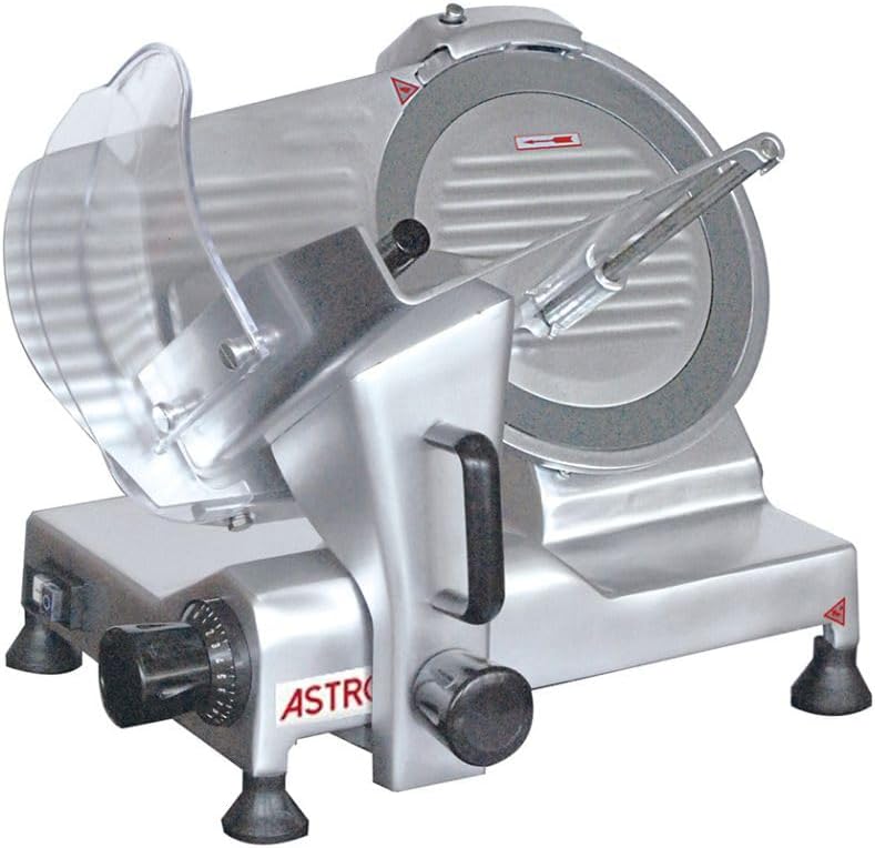 Astro Krajalnica, 250 mm, 150 W, Srebrny – Średnica ostrza 250 mm, do cięcia Jambon do profesjonalnego użytku, ostrze ze stali nierdzewnej 250 mm