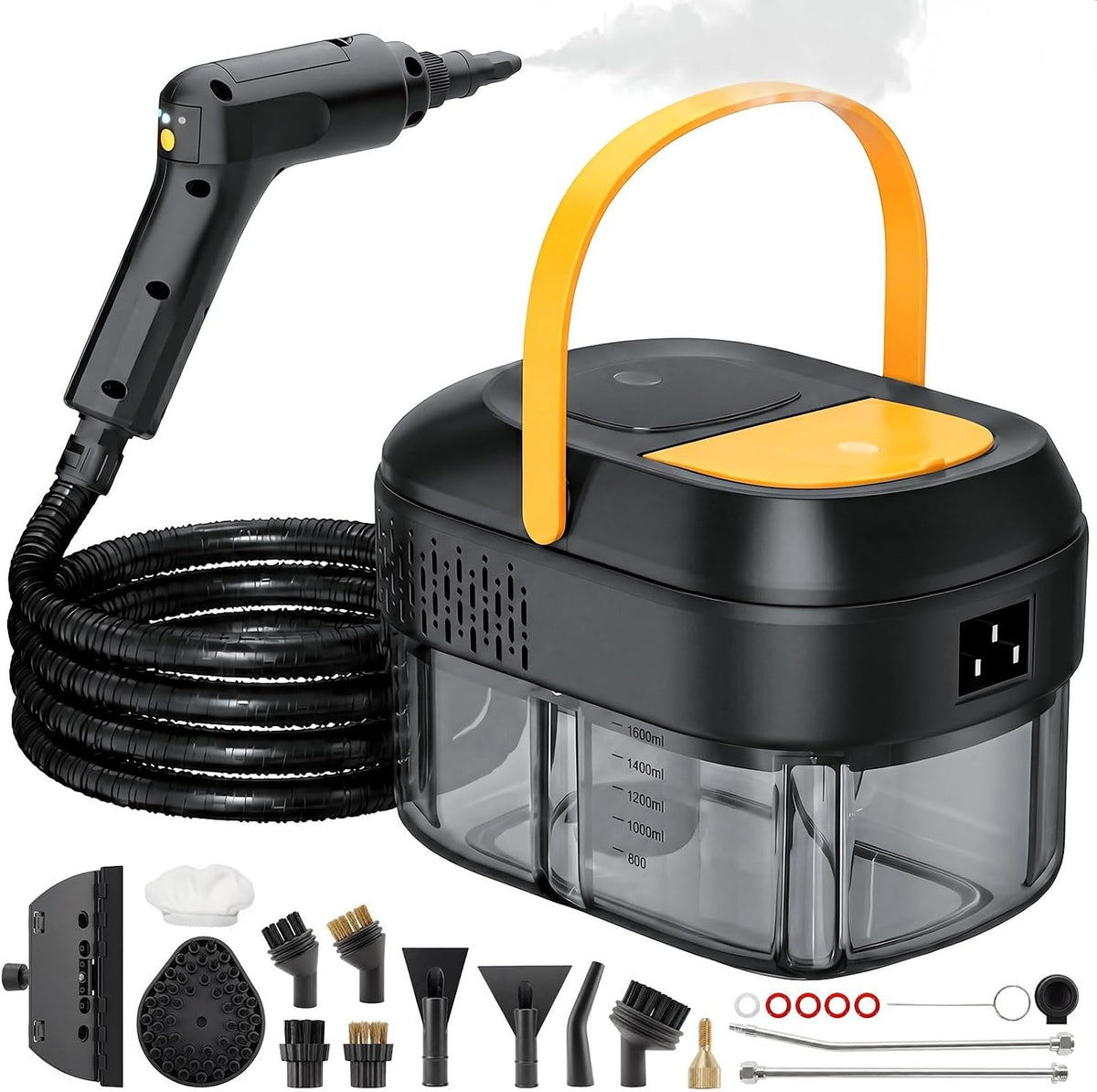 Myjka parowa trueblow, 2500 W – 600 ml, Czarny, Czyszczenie parowe, 10 s czyszczące – przenośne, duży zbiornik, zużycie podłogi