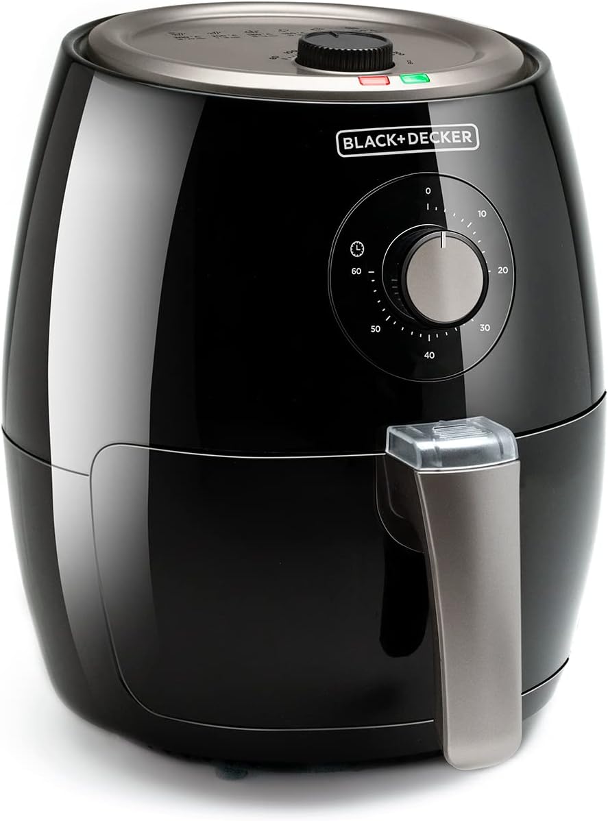Frytkownica beztłuszczowa BLACK+DECKER, air fryer, BXAF2500E, 1500 W – 5 l, Czarny, funkcja grilla, czarny+DECKER – Smażone, Bezolejowe Fry 1500 W