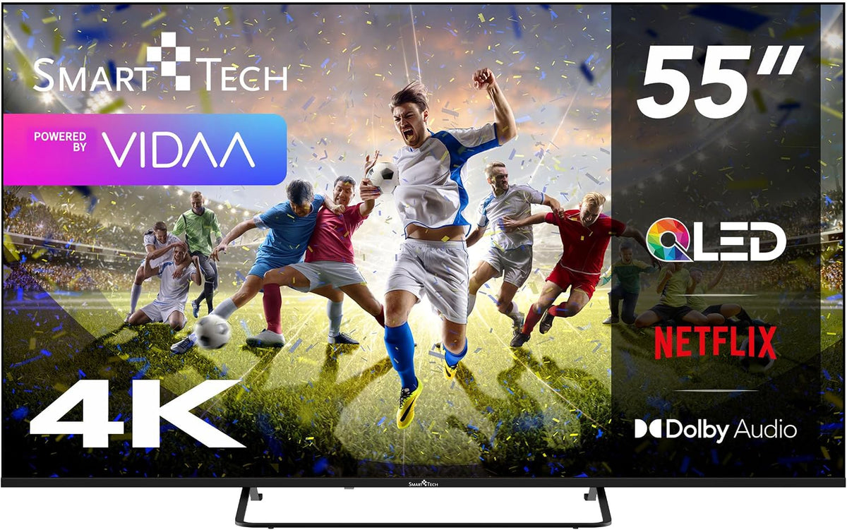 Telewizor Smart TV Smart Tech, 55QV02K, 139 cm, 10 W – Czarny, USB, Bluetooth, Wi-Fi – telewizor, Smart TV 55QV02K 3xHDMI, 3 HDMI, 2 USB – 4K UHD