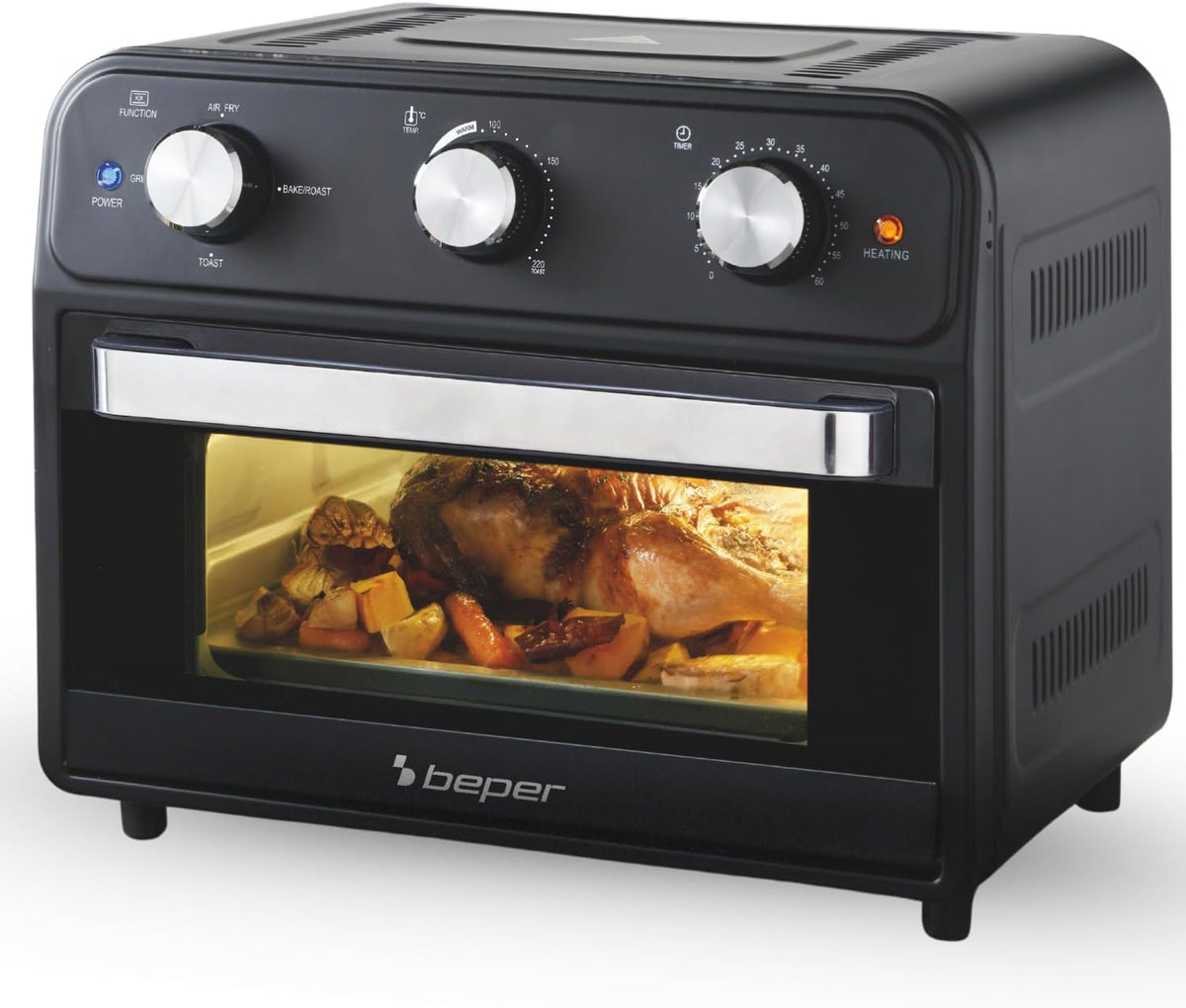 Frytkownica beztłuszczowa BEPER, air fryer, P101FRI024, 24 l – Biały, funkcja grilla, Zmywarka, 4 programów – zegar, grill