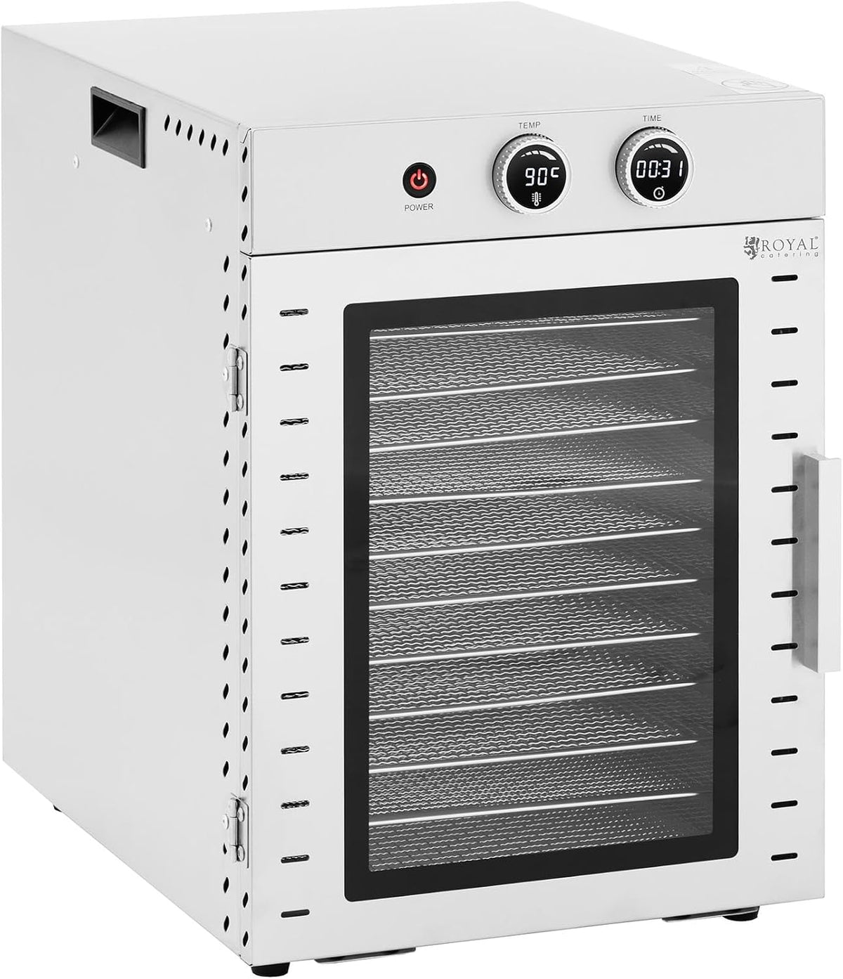 Suszarka do żywności Royal Catering, 40 l, 1000 W – 3 cm, Srebrny, stal nierdzewna