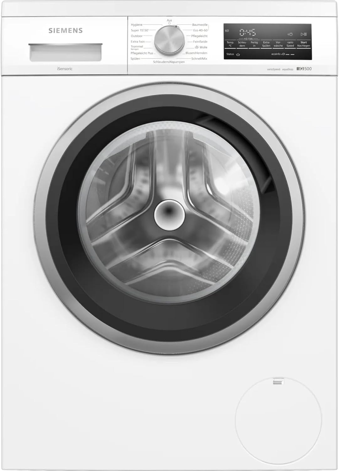 Pralka SIEMENS – WU14UT71, 8 kg, 1400 obr./min, 69 dB – Biały/Srebrny, oświetlenie LED, iQ500 podszafkowa 8 kg, system zapobiegający plamom