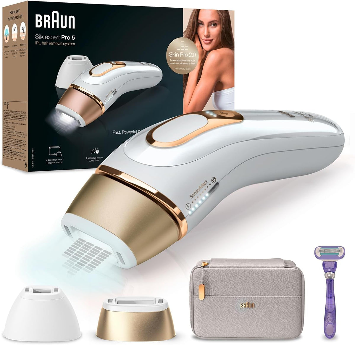 Depilatory IPL Braun, Brązowy, ochrona UV – depilator IPL, Silk- Expert Pro 5 Ipl 5152 Depiladora de Luz Pulsada