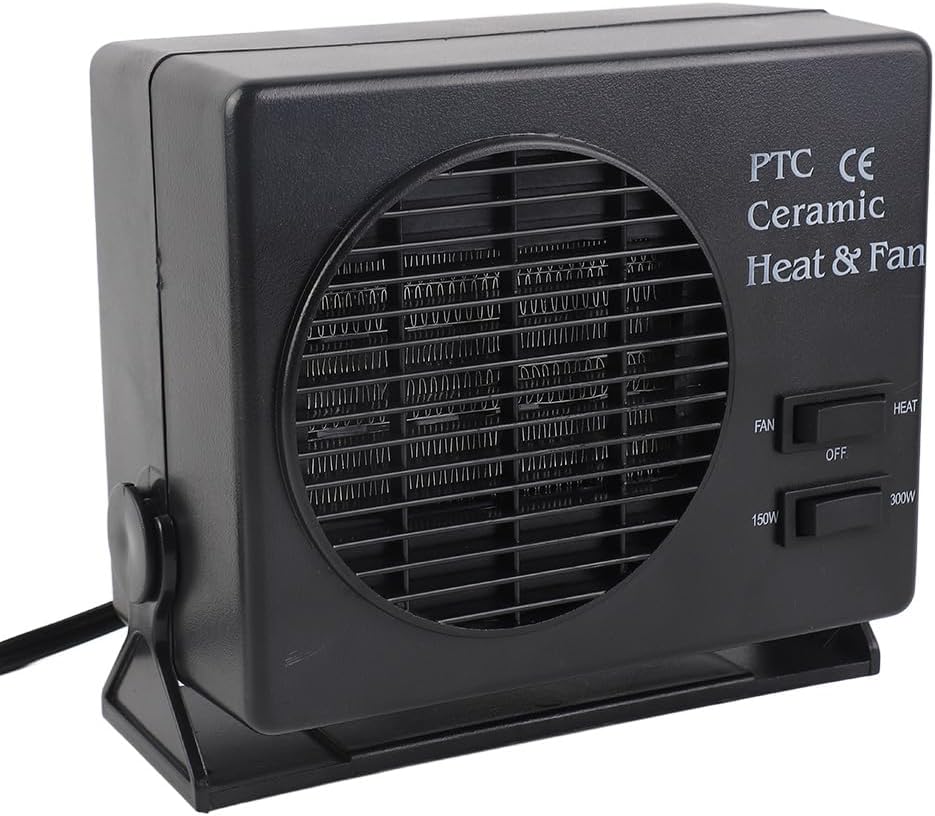Fani Keenso, 300 W – 12 V, 20 x 12,5 CM, Czarny, wentylator cyrkulacyjny powietrza – przenośny, Wentylator Ogrzewanie samochodów