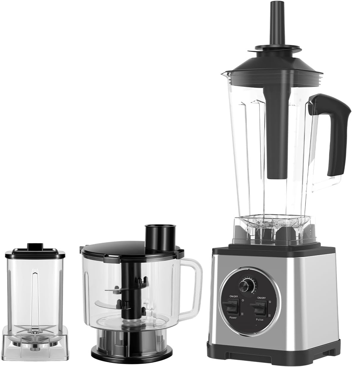 Blender Pneterg, 5 l – 50 x 18 cm, 6000 W, Czarny, stal nierdzewna – ręczny, Mieszanina 2, 5 l + 2 l + 0, elektryczny – kubki ssące przeciwciągliwe