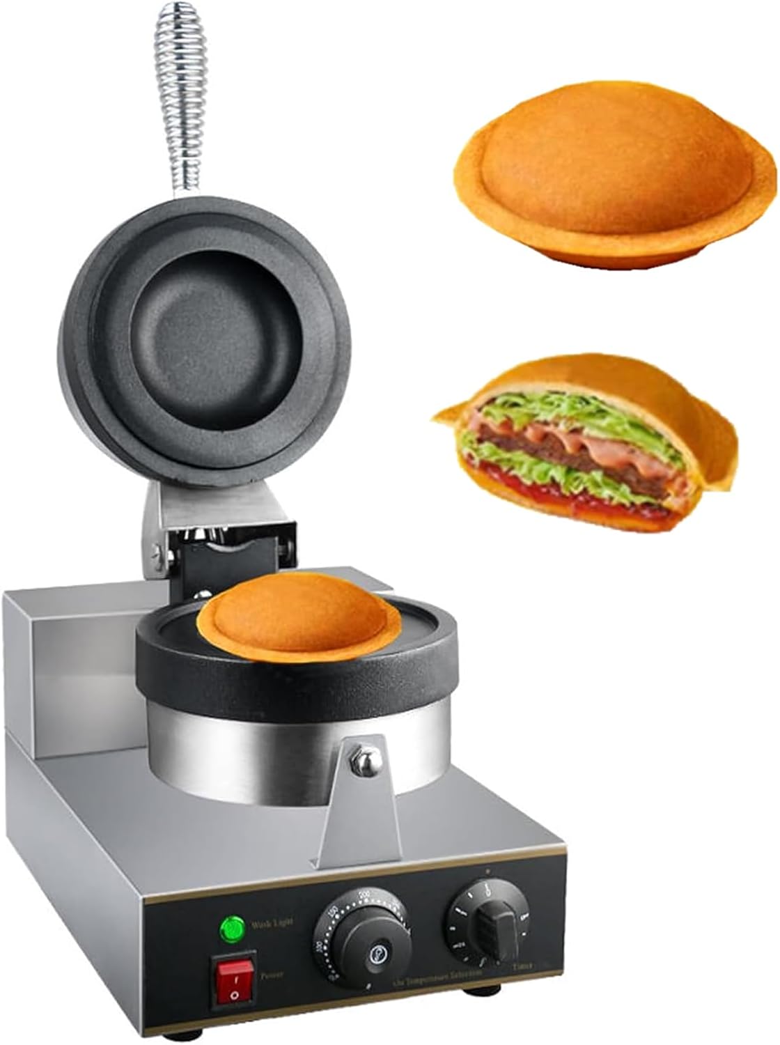 Gofrownica i opiekacz – 1300 W, 113 mm, Czarny, stal nierdzewna – Gotowanie naczynia, 50 do 300°C, profesjonalny