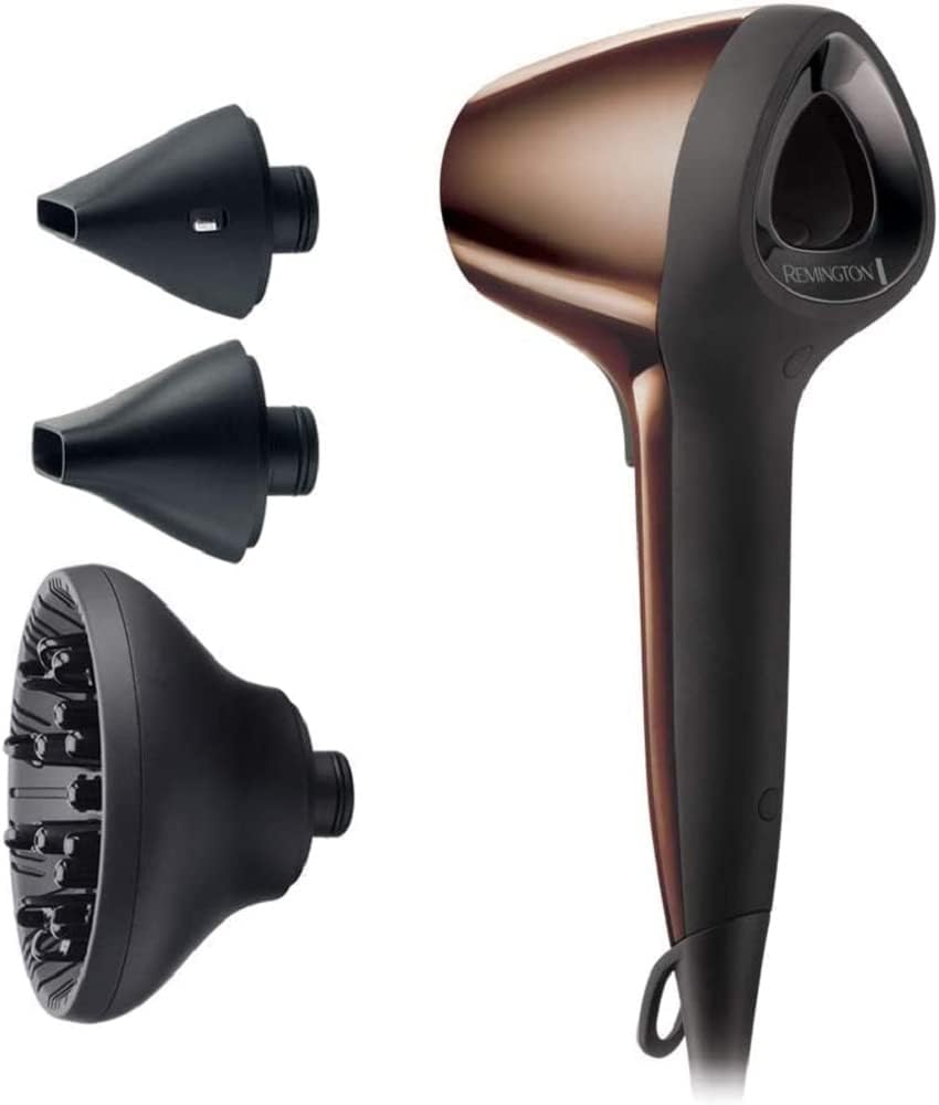 Suszarka do włosów Remington – D7777, 1800 W, 3 m, Czarny – Air3D 110km / h Broadcaster, efekt 3D, cichy, 2 prędkości 110km/h D7777