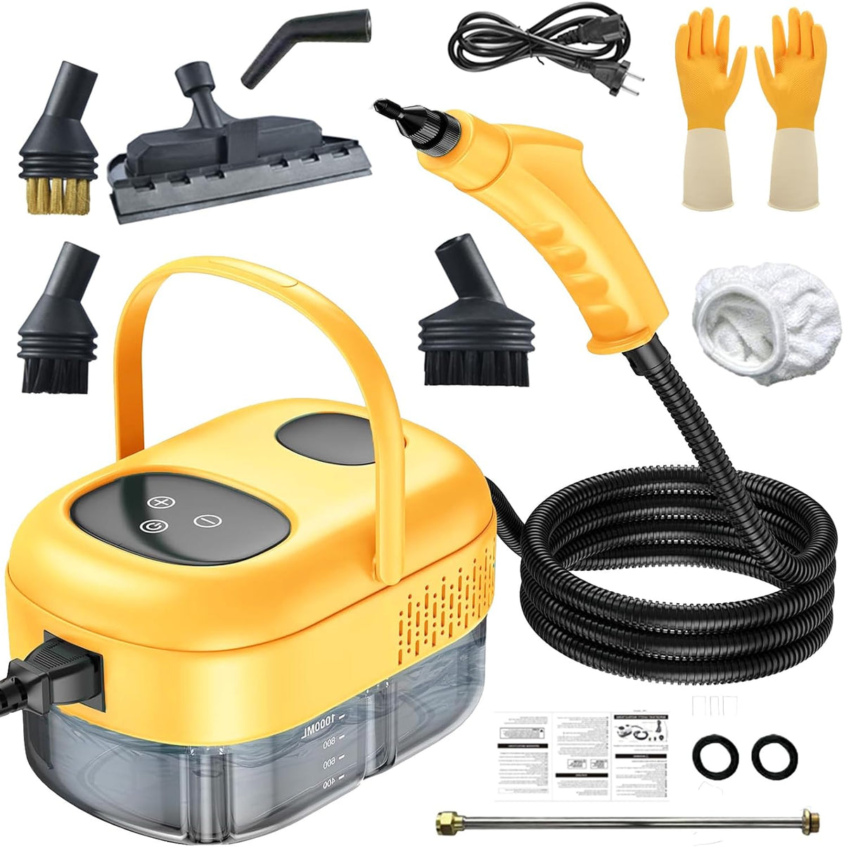Myjka parowa Bekasa – 2500 W, 1000 ml, 20 x 15 x 13 cm, Czarny – Odkurzacz, przenośny, parowy, parowy 2500 W do wszystkiego – ręczny czyszczący