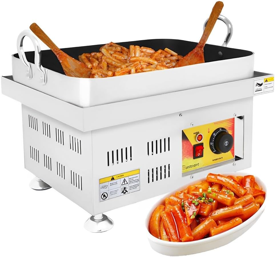 QUTBAG Ryżowar – 2500 W, 25,5 cm, Szary, Maszyna do ciasta – profesjonalna powłoka, do przekąsek Teppaniki
