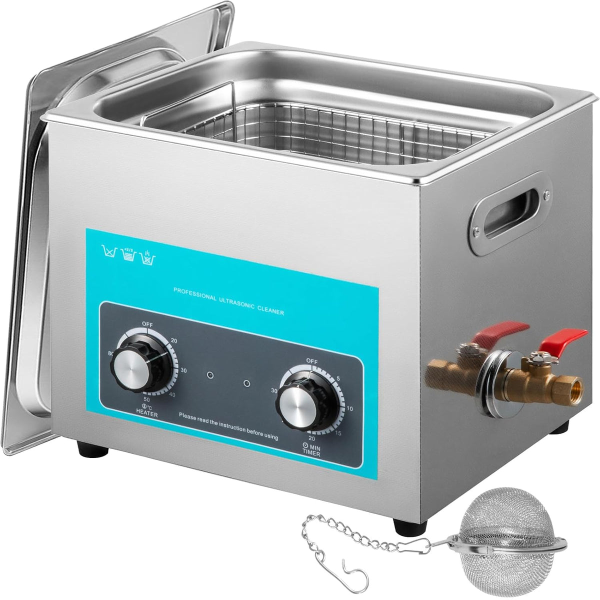 VEVOR Środki czyszczące laboratoryjne, 15 l, 36 x 33 x 31 cm – 300 W, Srebrny, stal nierdzewna, ultradźwiękowy zbiornik czyszczący – Czyściciel