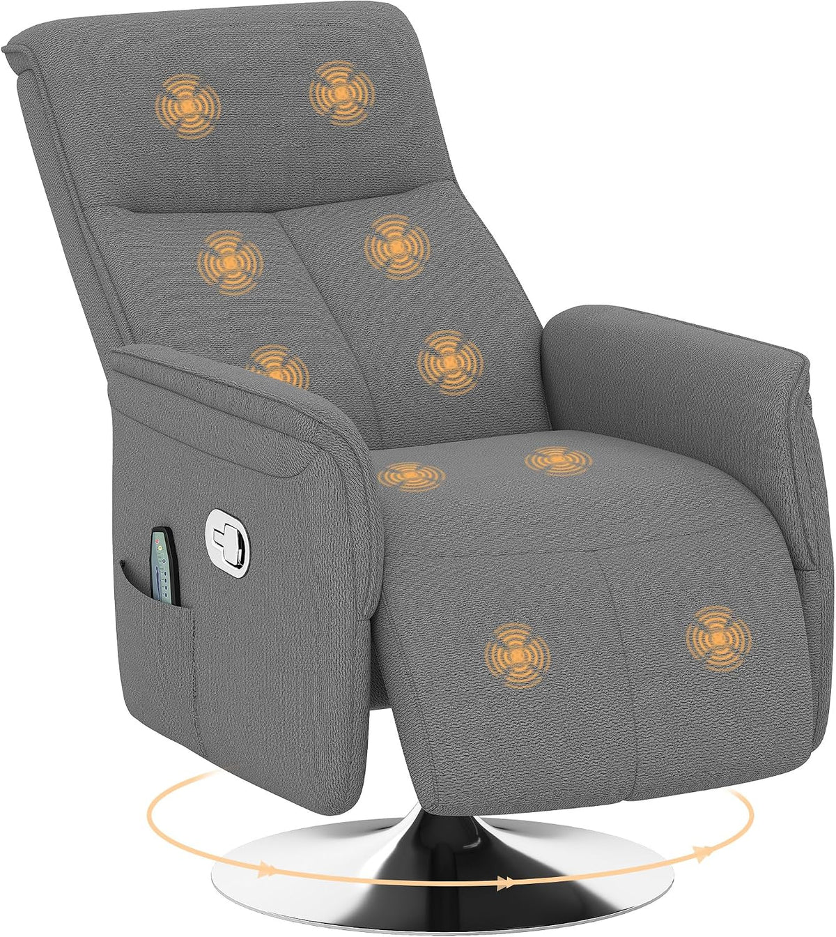 HOMCOM Fotel, 68,5 l, 1,8 m – 240 V, Szary, pilot zdalnego sterowania, relaksujący z masażem – 360 °