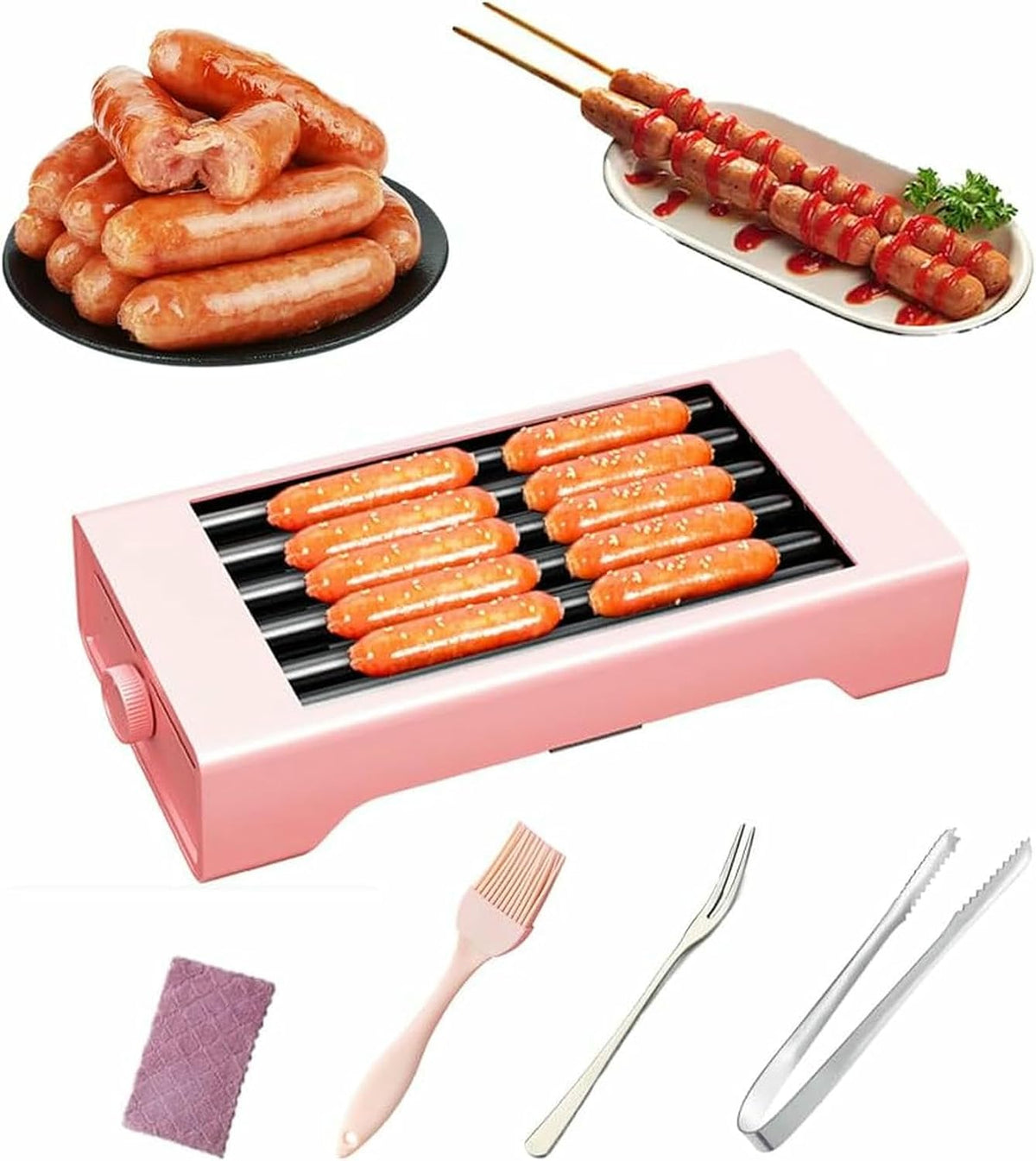 Aparatura do hot dogów YGHBFRSZ – 150 W, Czarny, stal nierdzewna, funkcja grilla – Akcesoria do urządzeń, Zakres kontroli temperatury 0 do 180 Stopień