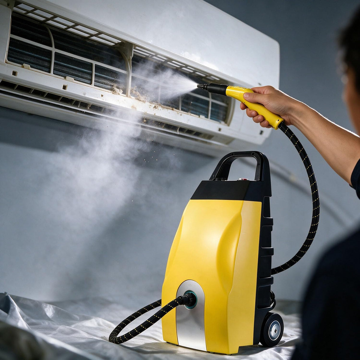 Myjka parowa XueFulxion, 120 ml, 2,5 m, 110 V – Żółty, Akcesoria do urządzeń, przemysłowych, parowych – szybkiego ogrzewania i stabilnej pary do domu