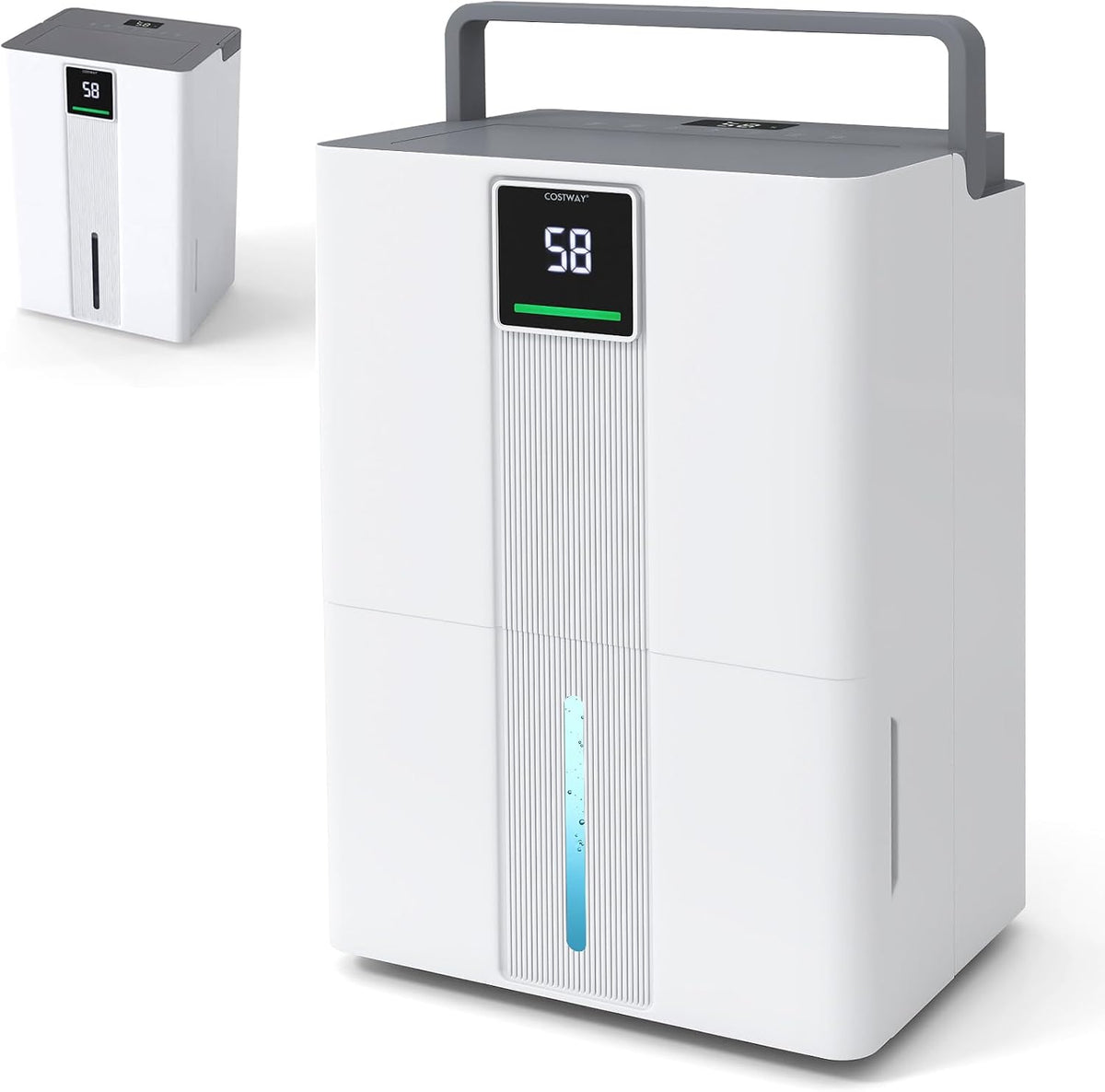RELAX4LIFE Osuszacz powietrza, 5 l, 50 m, 240 V – Biały, oświetlenie LED, osuszacz, licznik – duży zbiornik, 24 H minutnik, 5 l zbiornik wodny