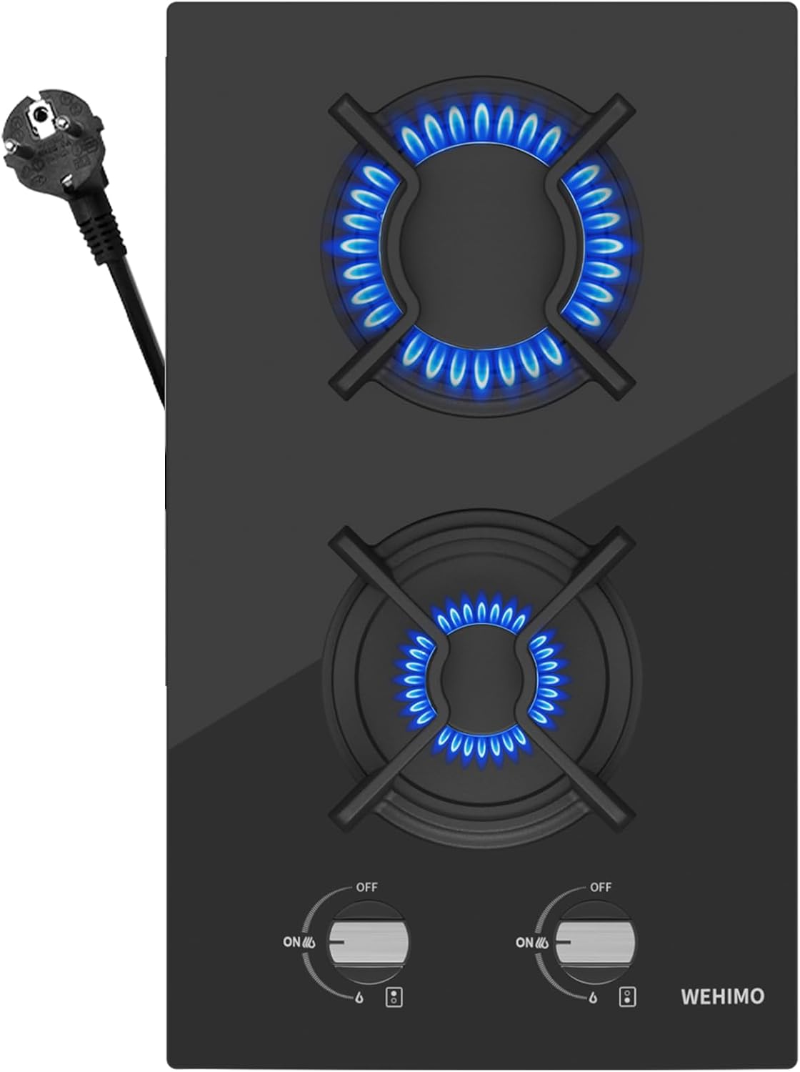 Płyta grzewcza WEHIMO, 3700 W – 31 cm, Czarny, Płyta rozdzielcza, 2 pola grzewcze – w budynku, piec gazowy, czarne