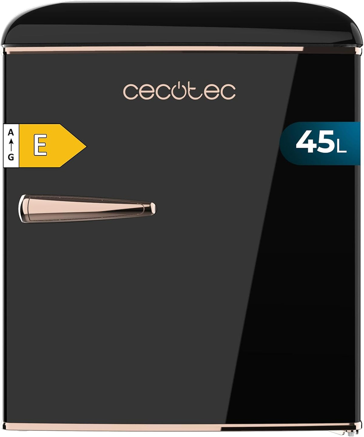 Cecotec Lodówka, 45 l – 55 cm, Czarny, klasa energetyczna E, Icebox i chromowany uchwyt