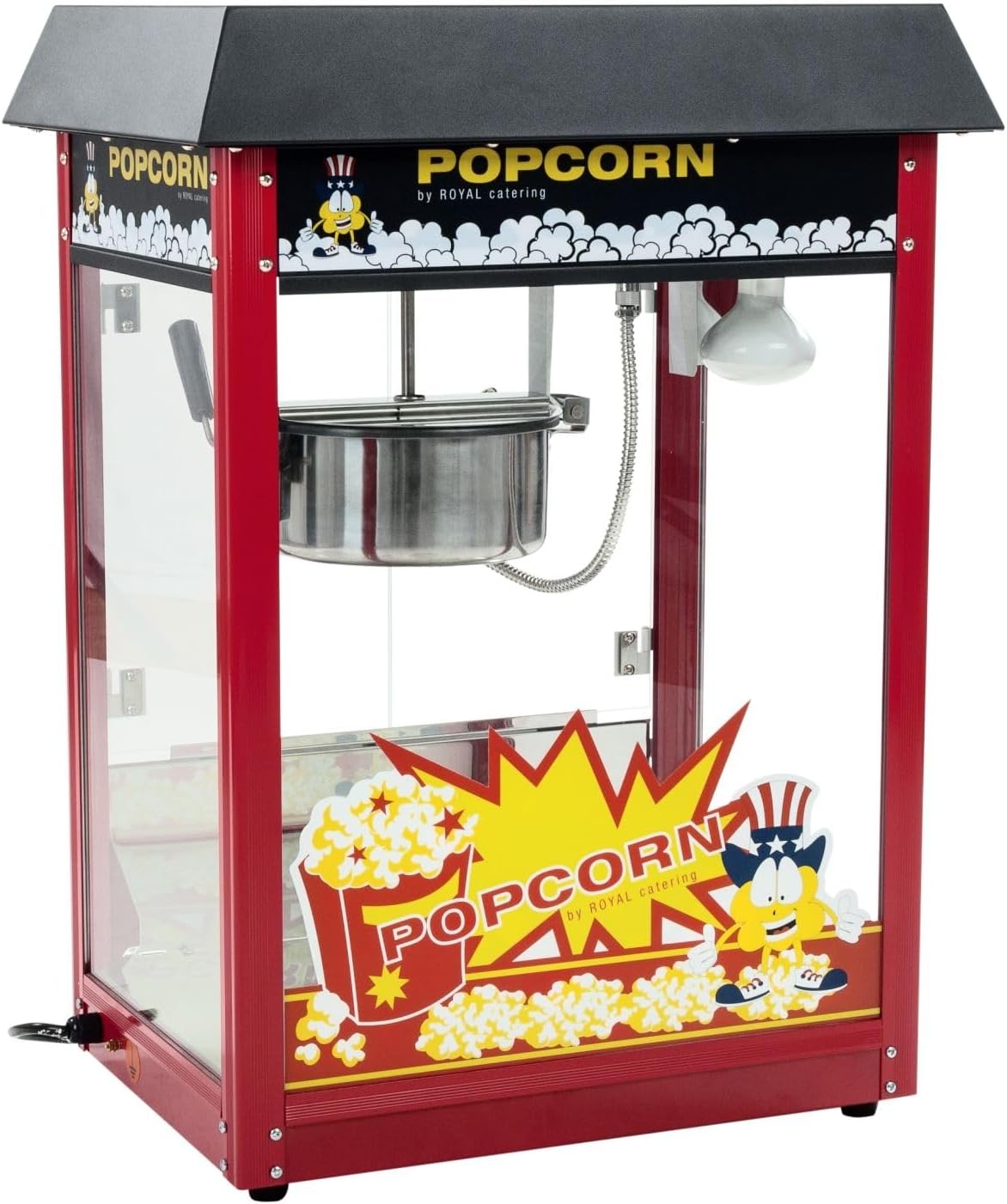 Aparatura do popcornu Royal Catering, 16E – 18 cm, 1500 W, 5 kg, Czerwony / Czarny – RCPS- 16E Popcorn maszyna, 16 l / h, profesjonalny, catering