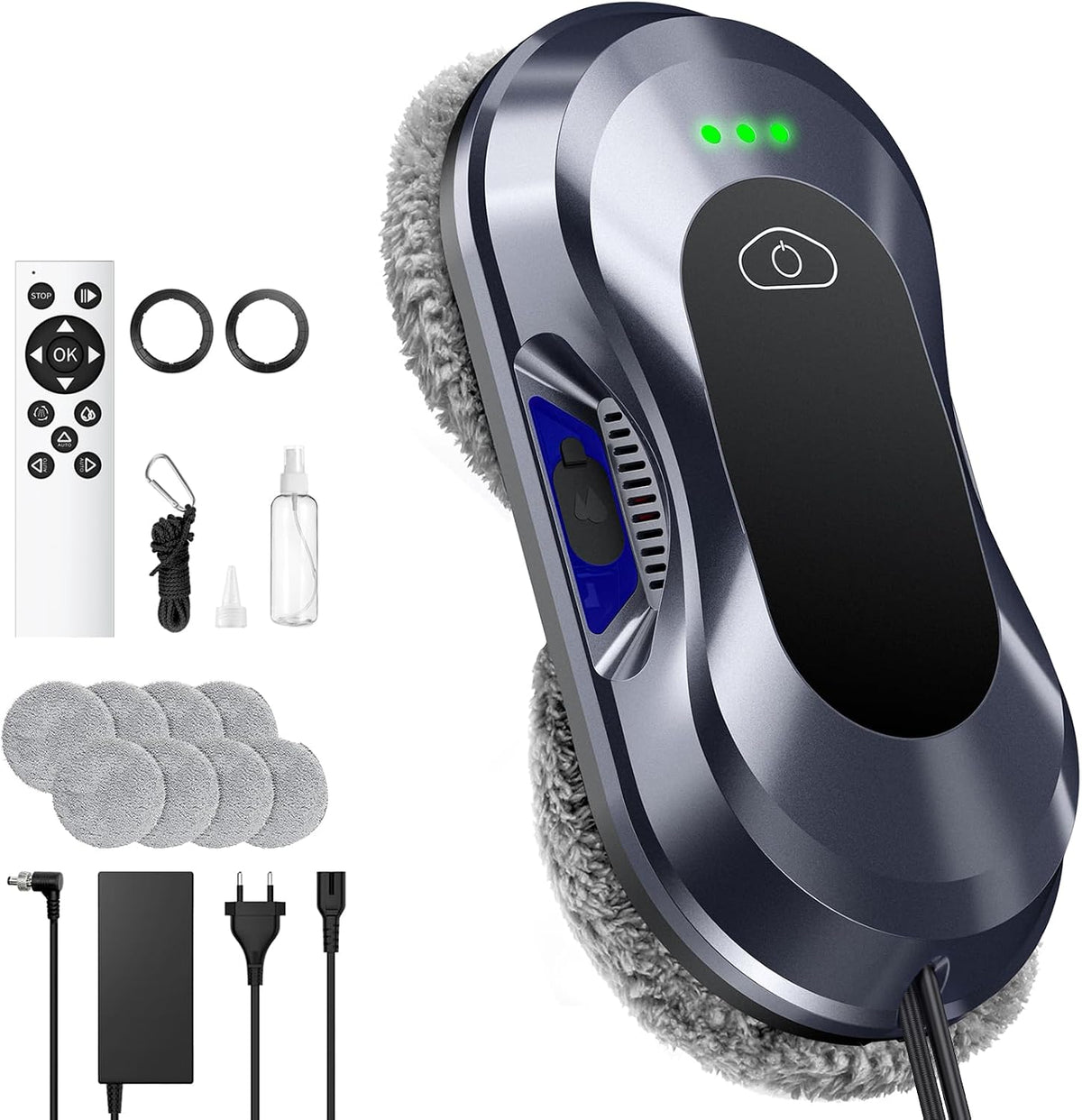 Keero Szklane środki czyszczące, W22D, 30 ml, 7,5 cm – Czarny, Robot W22D, 3 tryby, dla Vitres & Vitreous Surfaces Care