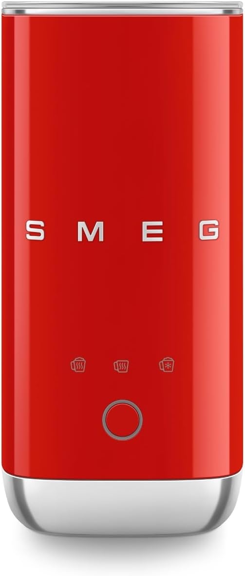 Smeg Automatyczne spieniacze do mleka, MFF02RDEU, 500 W, Czerwony – spieniacz do mleka, MFF02RDEU Milk Moisturizer, 3 programów, emulgator mleka