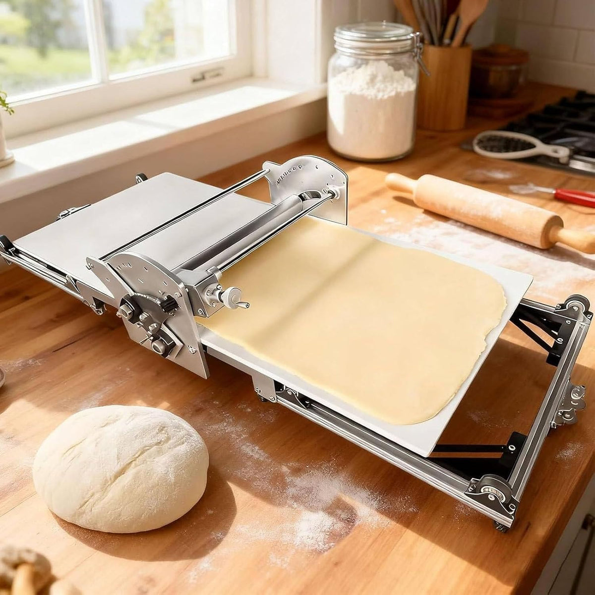 Ręczne maszynki do makaronu ZXSYYDS, 1300 × 570 × 230 mm, 9.1 W – 110 V, Szary, stal nierdzewna, Laminer – maszyna do pizzy, do przygotowywania ciasta